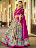 Outstanding Cream Kalamkari Silk Festival Wear Lehenga Choli With Dupatta