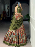 Glamorous Rust Orange Kalamkari Silk Festival Wear Lehenga Choli