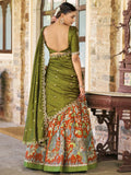 Precious Rust Orange Kalamkari printed Silk Wedding Wear Lehenga Choli With Dupatta
