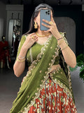 Glamorous Rust Orange Kalamkari Silk Festival Wear Lehenga Choli