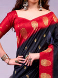 Fashionable Black Zari Weaving Silk Festive Wear Saree With Blouse