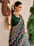 Heritage Green Ikat Print Silk Festival Wear Lehenga Choli