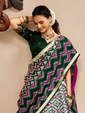 Heritage Green Ikat Print Silk Festival Wear Lehenga Choli