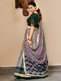 Heritage Green Ikat Print Silk Festival Wear Lehenga Choli