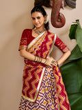 Classic Maroon Ikat Print Silk Festival Wear Lehenga Choli