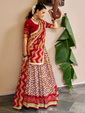 Classic Maroon Ikat Print Silk Festival Wear Lehenga Choli