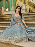 Astonishing Grey Bead Embroidery Crush Silk Event Wear Lehenga With Blouse