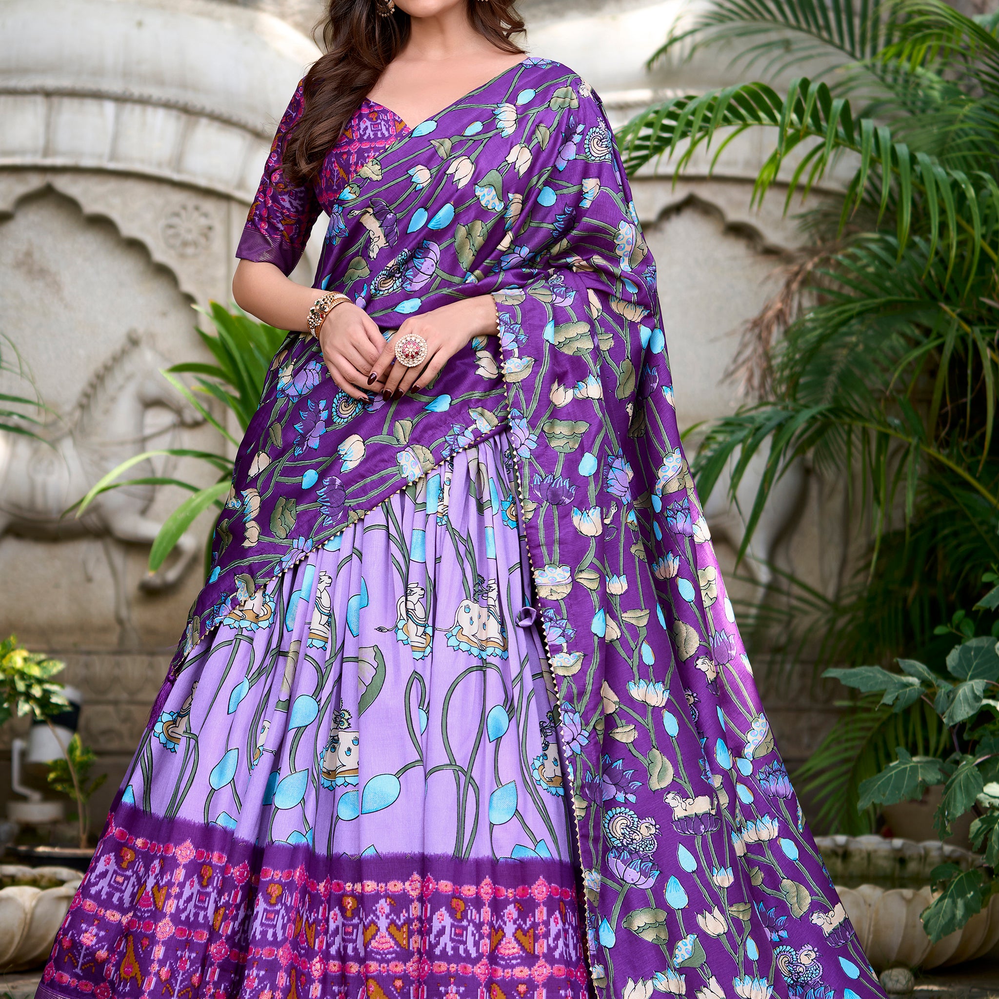 Incredible Lavender Patola Printed Silk Traditional Lehenga Choli