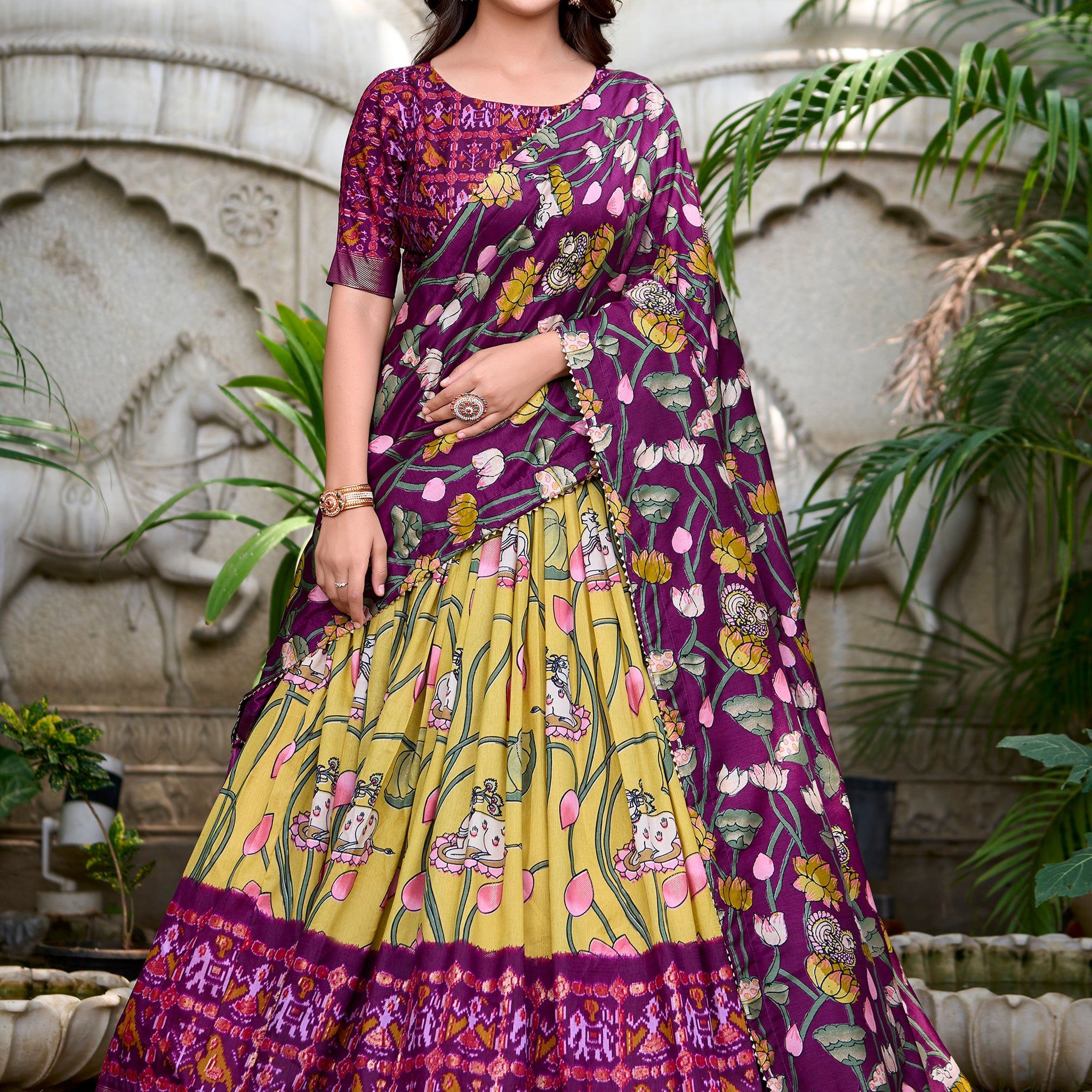Awesome Yellow Patola Printed Silk Lehenga Choli With Dupatta