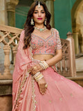 Significant Pink Bead Work Crush Engagement Wear Lehenga Choli With Dupatta