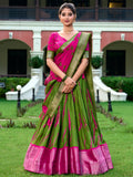 Attractive Green Shibori Printed Silk Event Wear Lehenga Choli