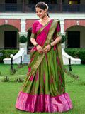 Attractive Green Shibori Printed Silk Event Wear Lehenga Choli