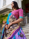 Gorgeous Lavender Kalamkari Print Tussar Silk Lehenga Choli With Dupatta
