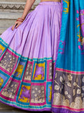Gorgeous Lavender Kalamkari Print Tussar Silk Lehenga Choli With Dupatta