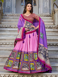 Marvelous Light Pink Kalamkari Print Tussar Silk Function Wear Lehenga Choli