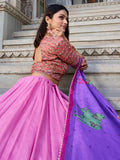 Marvelous Light Pink  Kalamkari Print Tussar Silk Function Wear Lehenga Choli
