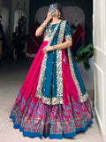 Fabulously Pink Floral Printed Tussar Silk Wedding Lehenga Choli