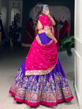 Tantalizing Purple Printed Tussar Silk Festival Wear Lehenga Choli