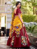 Dreamy Maroon Foil Work Tussar Silk Wedding Wear Lehenga Choli