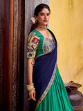 Lovely Sea Green Kalamkari Print Chanderi Silk Traditional Half Saree Lehenga