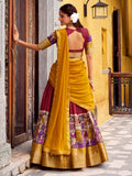 Royal Red Kalamkari Print Chanderi Silk Half Saree Lehenga With Dupatta