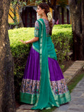 Charming Purple Weaving Work Silk Marraige Wear Half Saree Lehenga