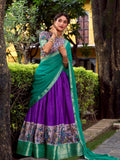 Charming Purple Weaving Work Silk Marraige Wear Half Saree Lehenga