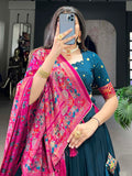 Adorable Blue Foil Work Tussar Silk Traditional Lehenga Choli