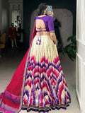 Regal Purple Digital Printed Tussar Silk Evening Wear Lehenga Choli With Dupatta