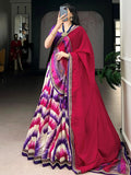 Regal Purple Digital Printed Tussar Silk Evening Wear Lehenga Choli With Dupatta