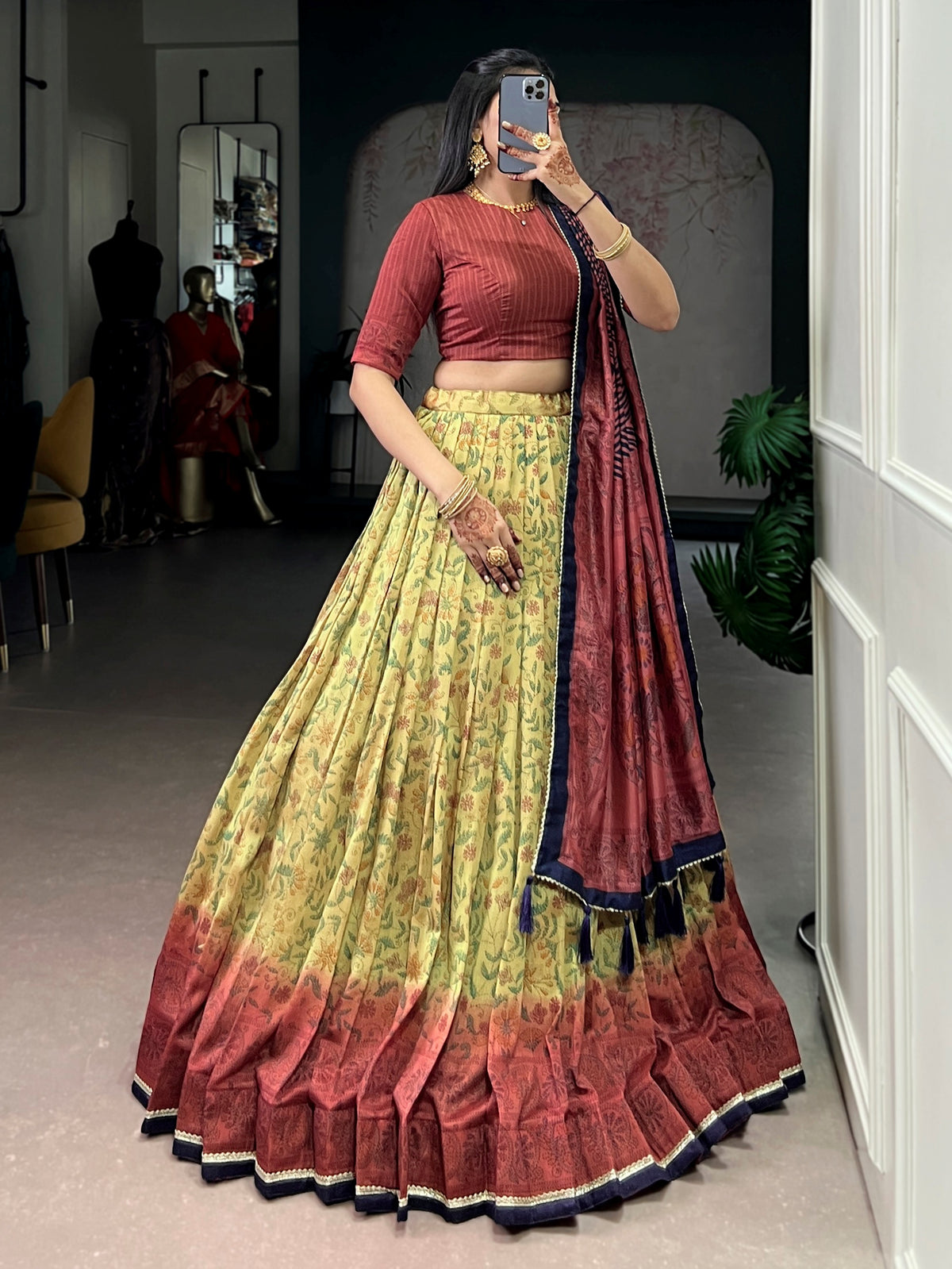 Charming Maroon Digital Printed Silk Festival Wear Lehenga Choli