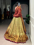 Designer Yellow Floral Printed Silk Festival Wear Lehenga Choli