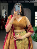 Designer Yellow Floral Printed Silk Festival Wear Lehenga Choli