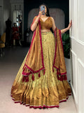Designer Yellow Floral Printed Silk Festival Wear Lehenga Choli