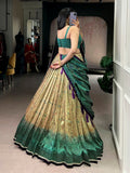 Lovable Teal Green Printed Silk Mehndi Wear Lehenga Choli