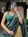 Lovable Teal Green Printed Silk Mehndi Wear Lehenga Choli