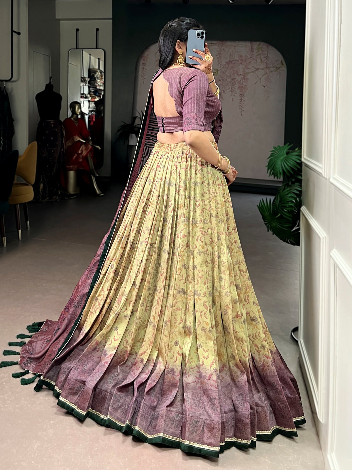 Graceful Mauve Printed Silk Festival Wear Lehenga Choli With Dupatta