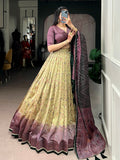 Graceful Mauve Printed Silk Festival Wear Lehenga Choli With Dupatta