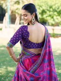Fascinating Pink Digital Printed Silk Wedding Wear Lehenga Choli
