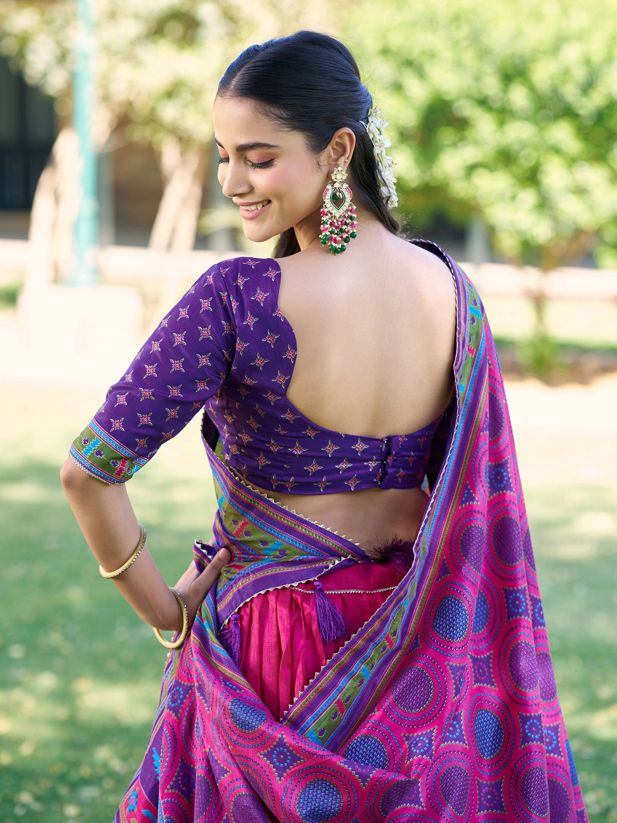 Fascinating Pink Digital Printed Silk Wedding Wear Lehenga Choli