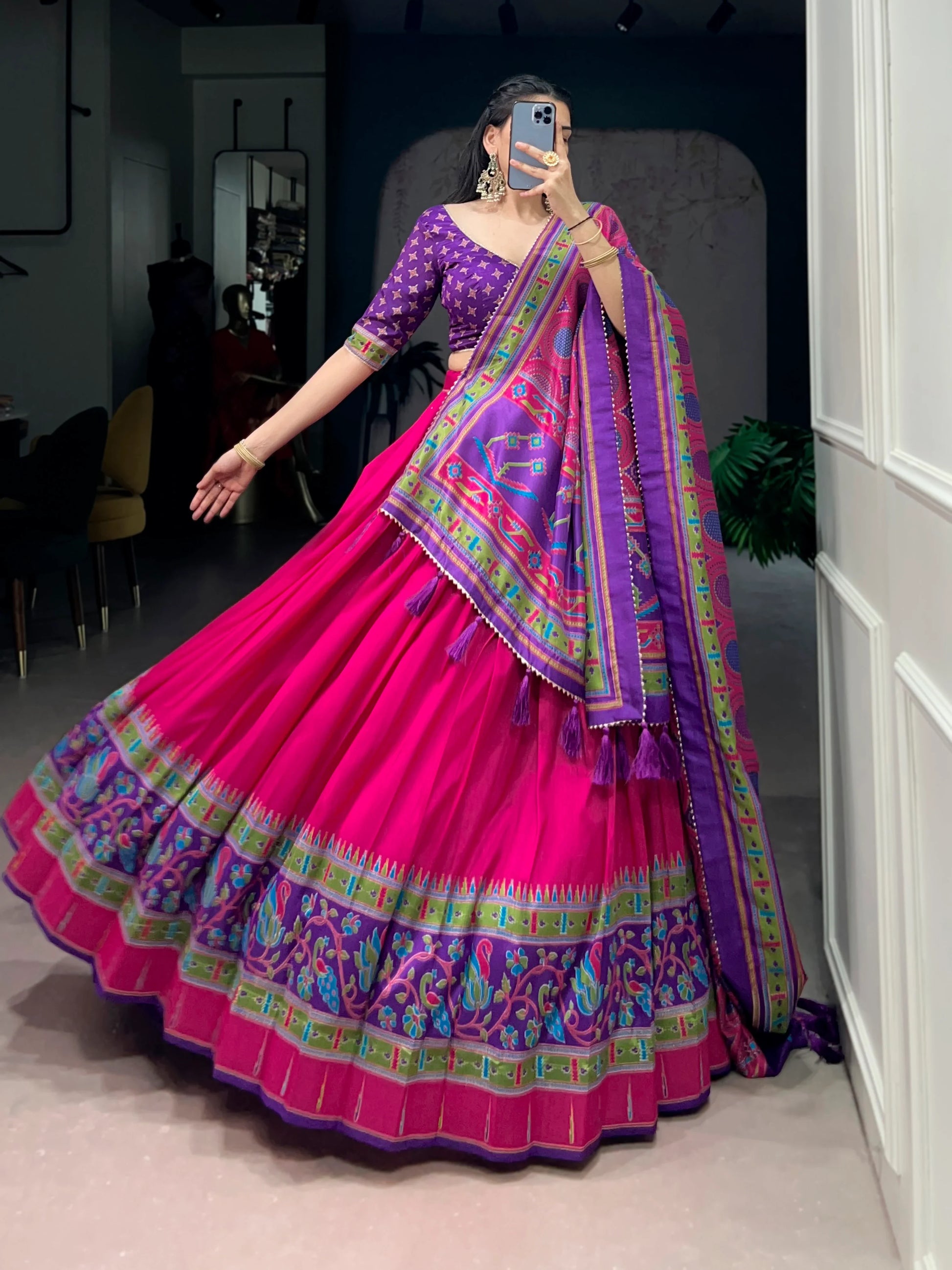 Fabulous Pink Digital Printed Silk Festival Wear Lehenga Choli With Dupatta