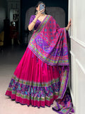 Fabulous Pink Digital Printed Silk Festival Wear Lehenga Choli With Dupatta
