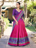 Fascinating Pink Digital Printed Silk Wedding Wear Lehenga Choli