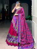 Fabulous Pink Digital Printed Silk Festival Wear Lehenga Choli With Dupatta