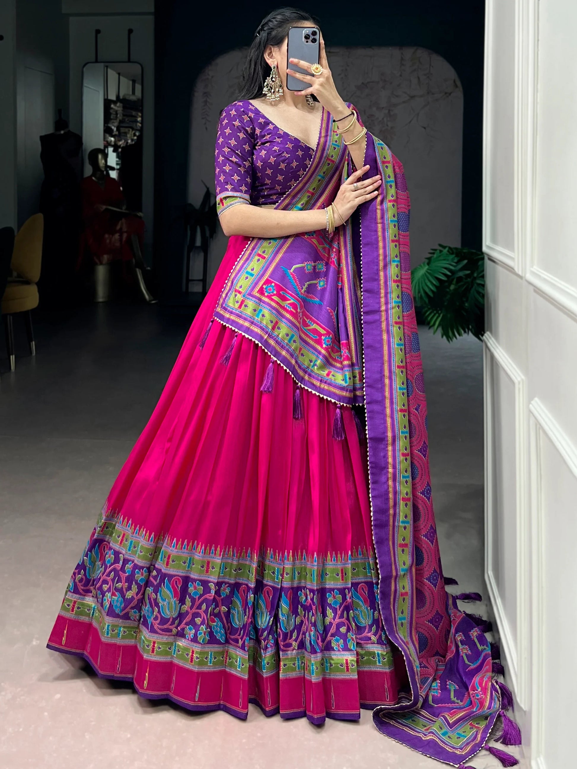 Fabulous Pink Digital Printed Silk Festival Wear Lehenga Choli With Dupatta