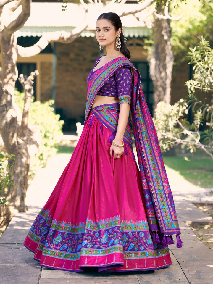 Fascinating Pink Digital Printed Silk Wedding Wear Lehenga Choli
