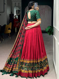 Majestic Red Digital Printed Silk Navratri Lehenga Choli With Dupatta