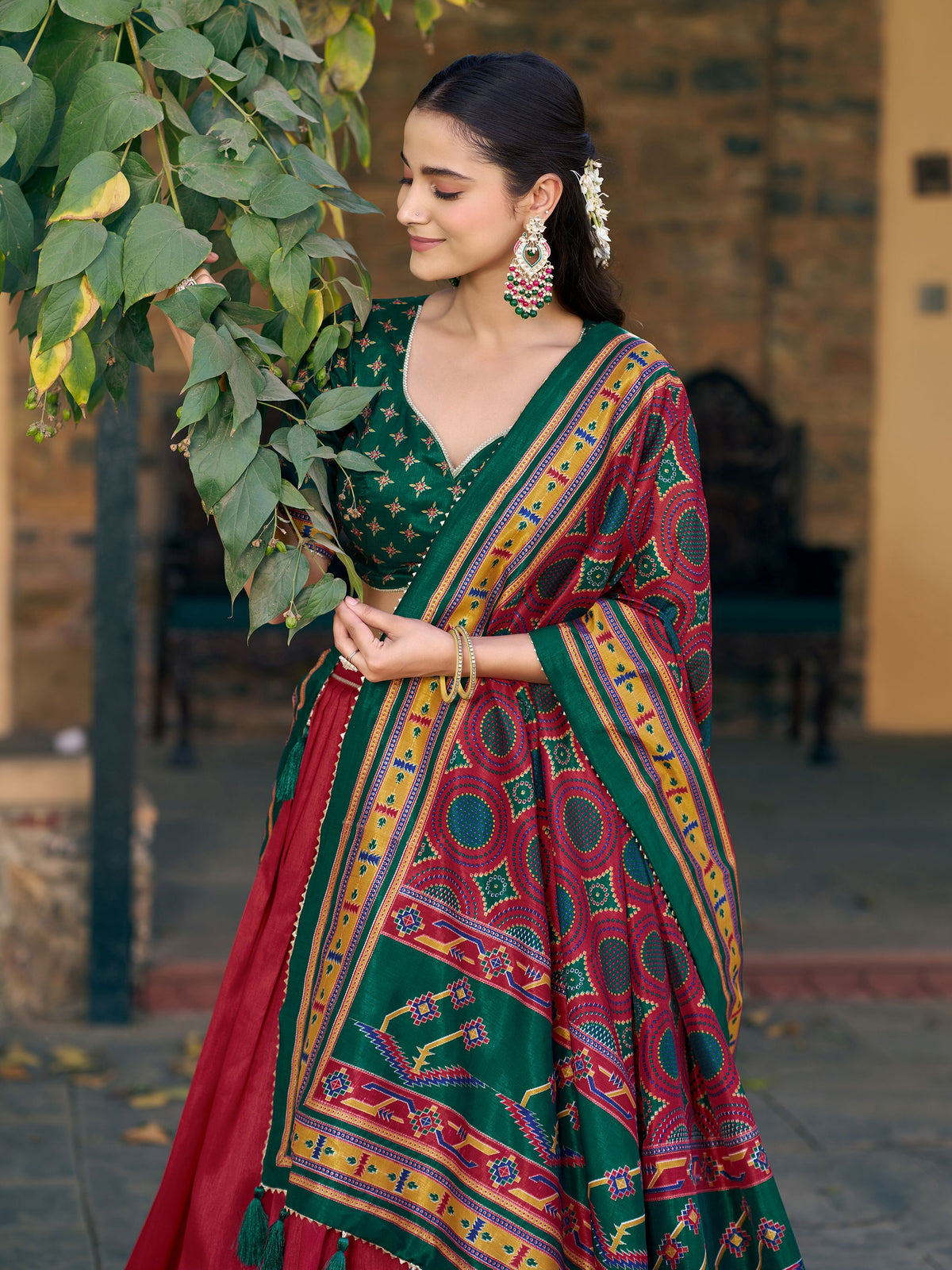Regal Red Printed Silk Wedding Wear Lehenga Choli With Dupatta