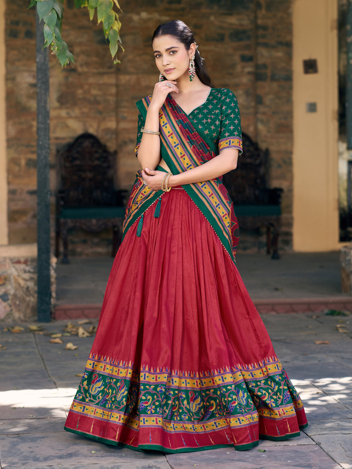Regal Red Printed Silk Wedding Wear Lehenga Choli With Dupatta