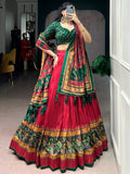 Majestic Red Digital Printed Silk Navratri Lehenga Choli With Dupatta
